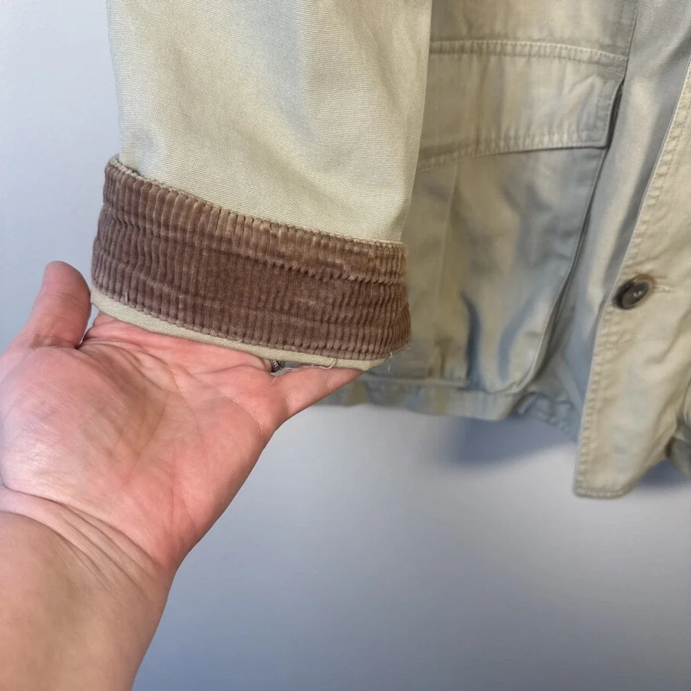 Woodlake Barn Coat Chore Jacket Mens Tan Corduroy Collar Unlined‎ Long Sz Large